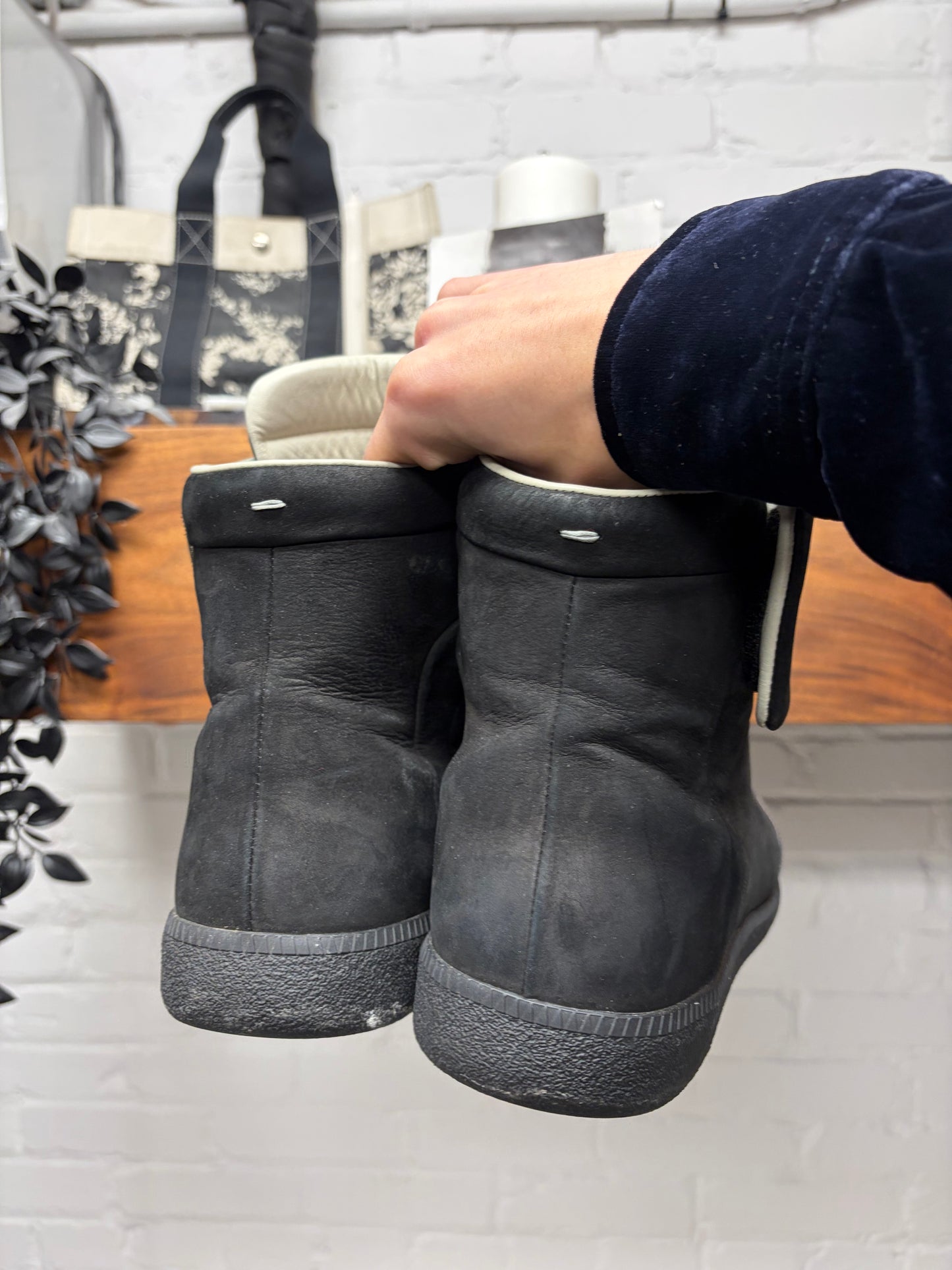 Maison Margiela Black/Silver Toe ‘Future’ Leather High Top Sneakers