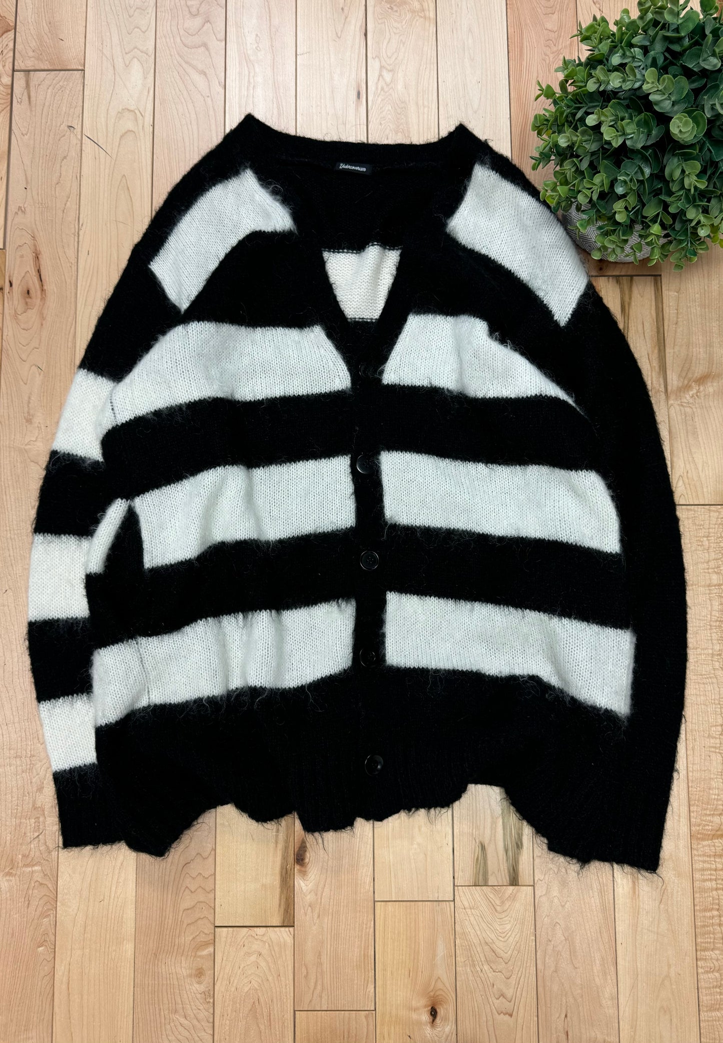 Undercover Mohair Stripe Knit Black/White Cardigan