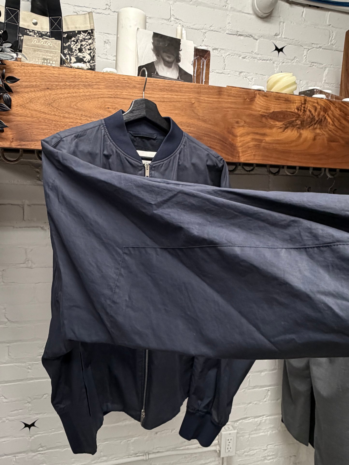 Jil Sander Military Inspired Navy Blue ‘Shell’ Light Bomber Jacket