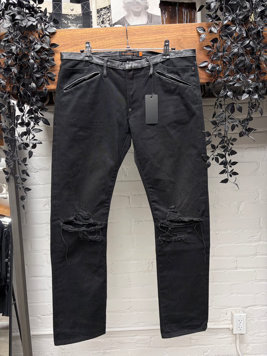 AW2005 Undercover ‘Arts & Crafts’ Leather ‘Cummerbund’ Denim