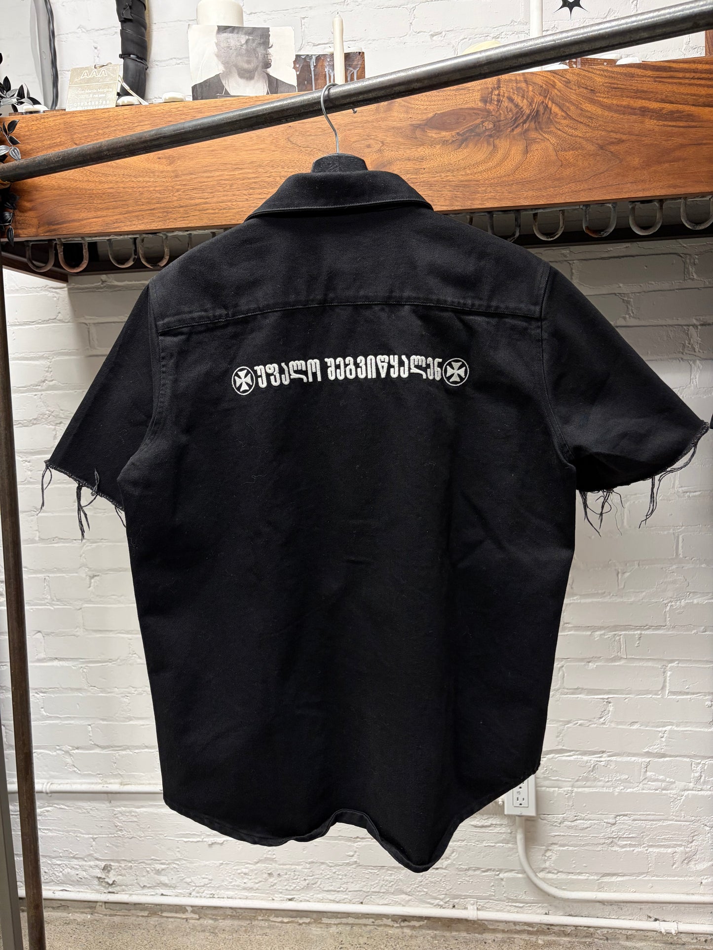 SS2019 Vetements ‘Forgive Us’ Distressed Denim Shirt
