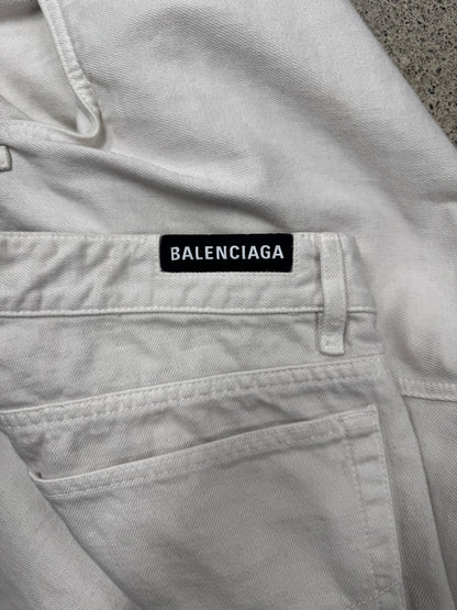2022 Balenciaga White 5 Pocket Baggy Jeans
