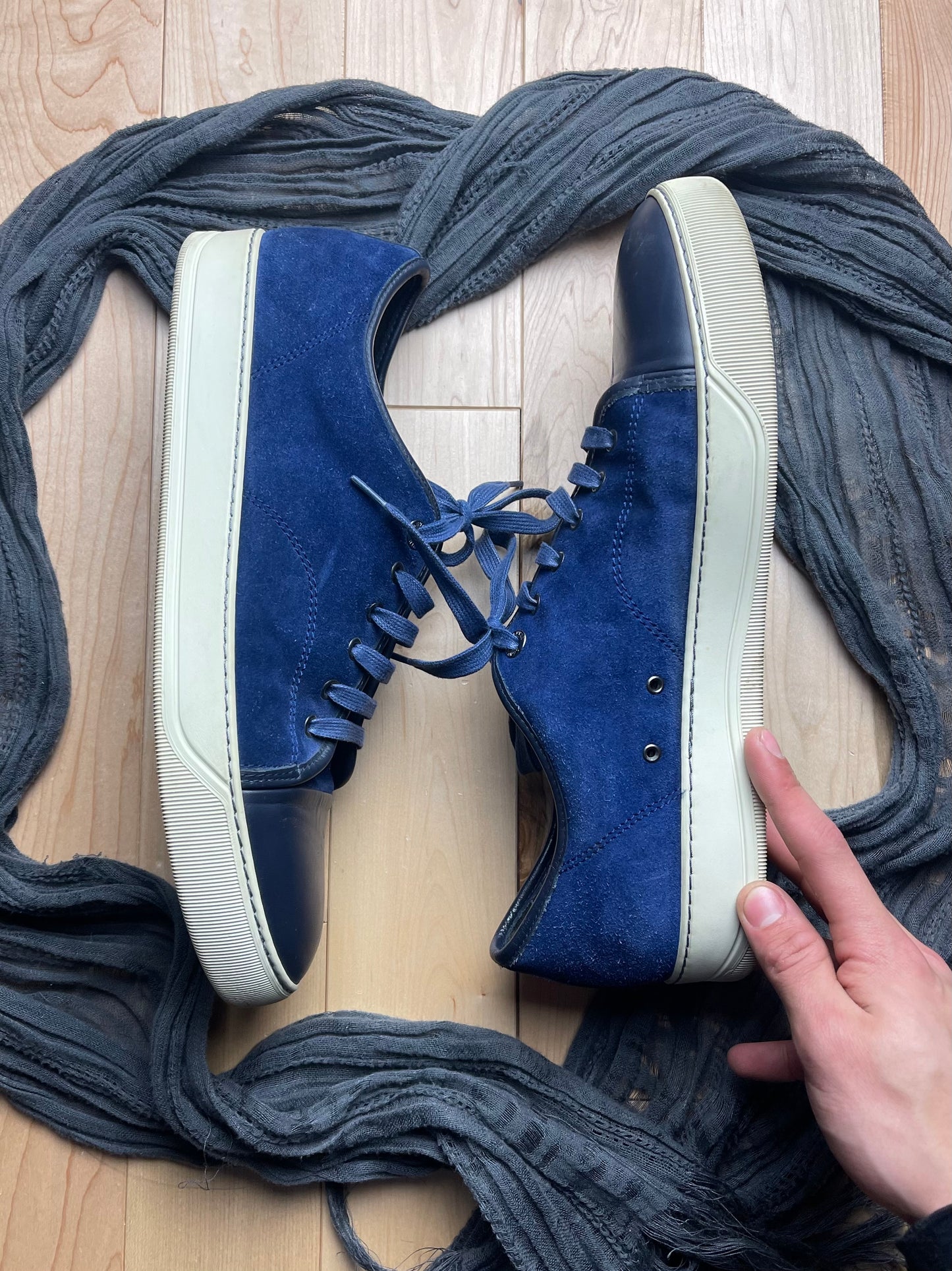 Lanvin Low Top Blue Suede Skate Sneakers