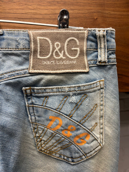 2000s Dolce & Gabbana Light Wash Blue Flared Leg Denim
