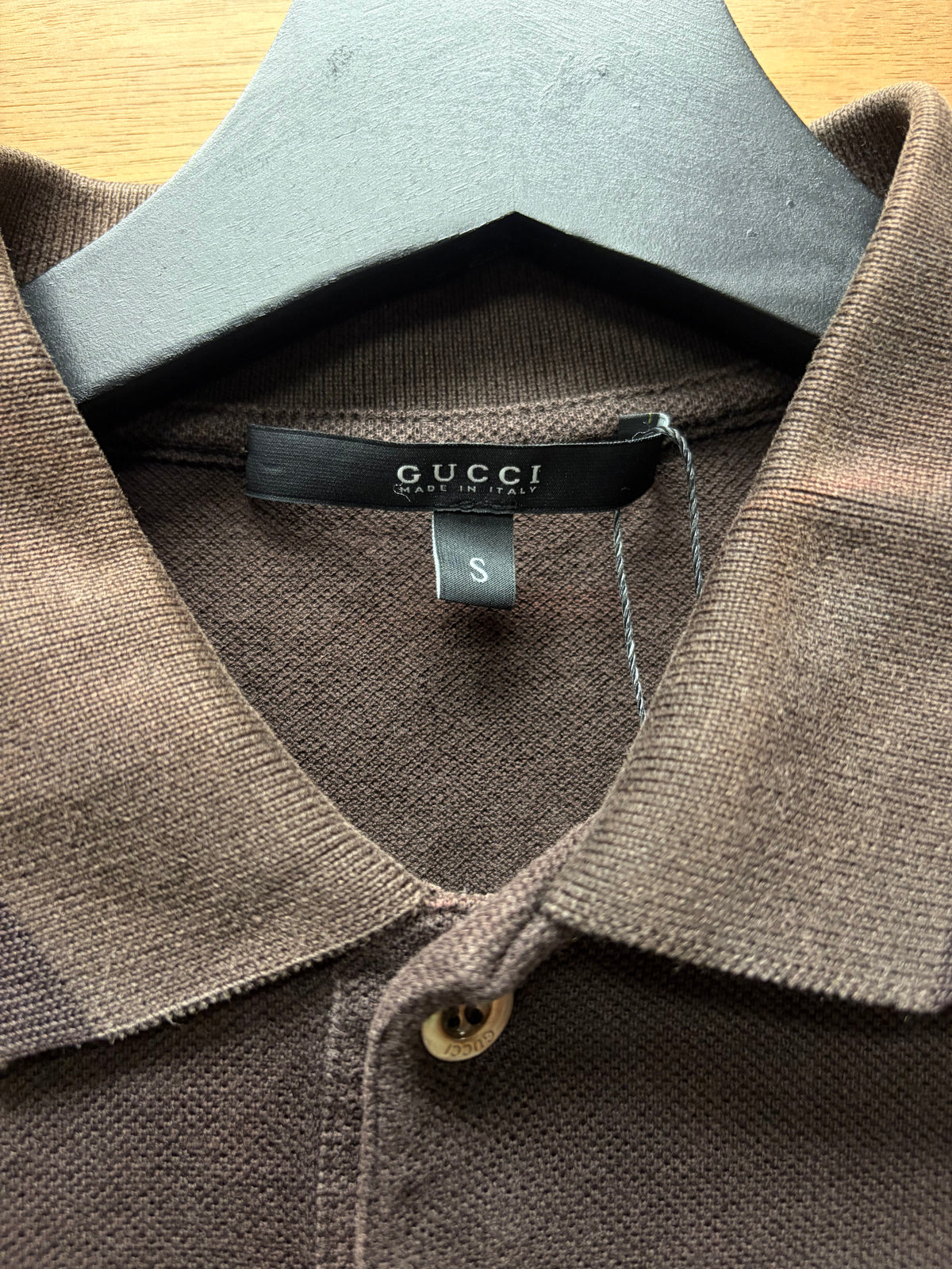 Gucci by Frida Giannini ‘Crest Logo’ Dark Brown Cotton Polo