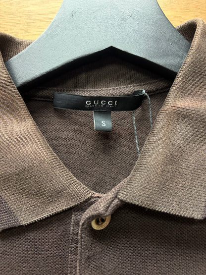 Gucci by Frida Giannini ‘Crest Logo’ Dark Brown Cotton Polo