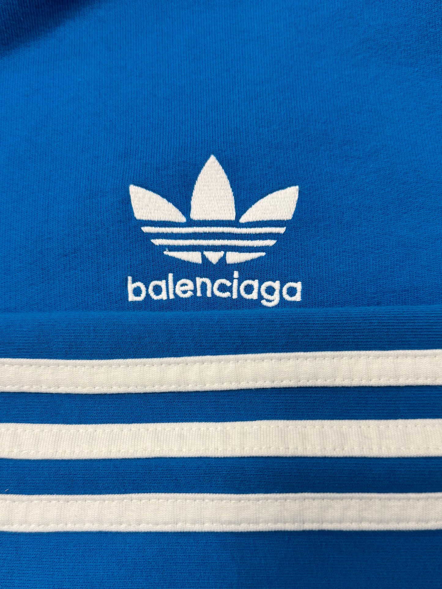 2022 Balenciaga x Adidas ‘3 Stripes’ Blue Pullover Hoodie