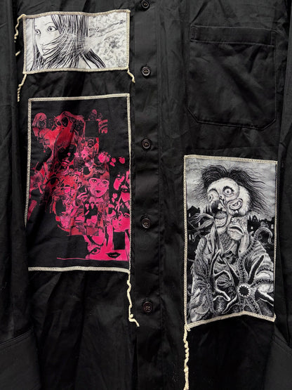 Yohji Yamamoto ‘Junji Ito’ Uzumaki Black Patchwork S’Yte Button Up Shirt