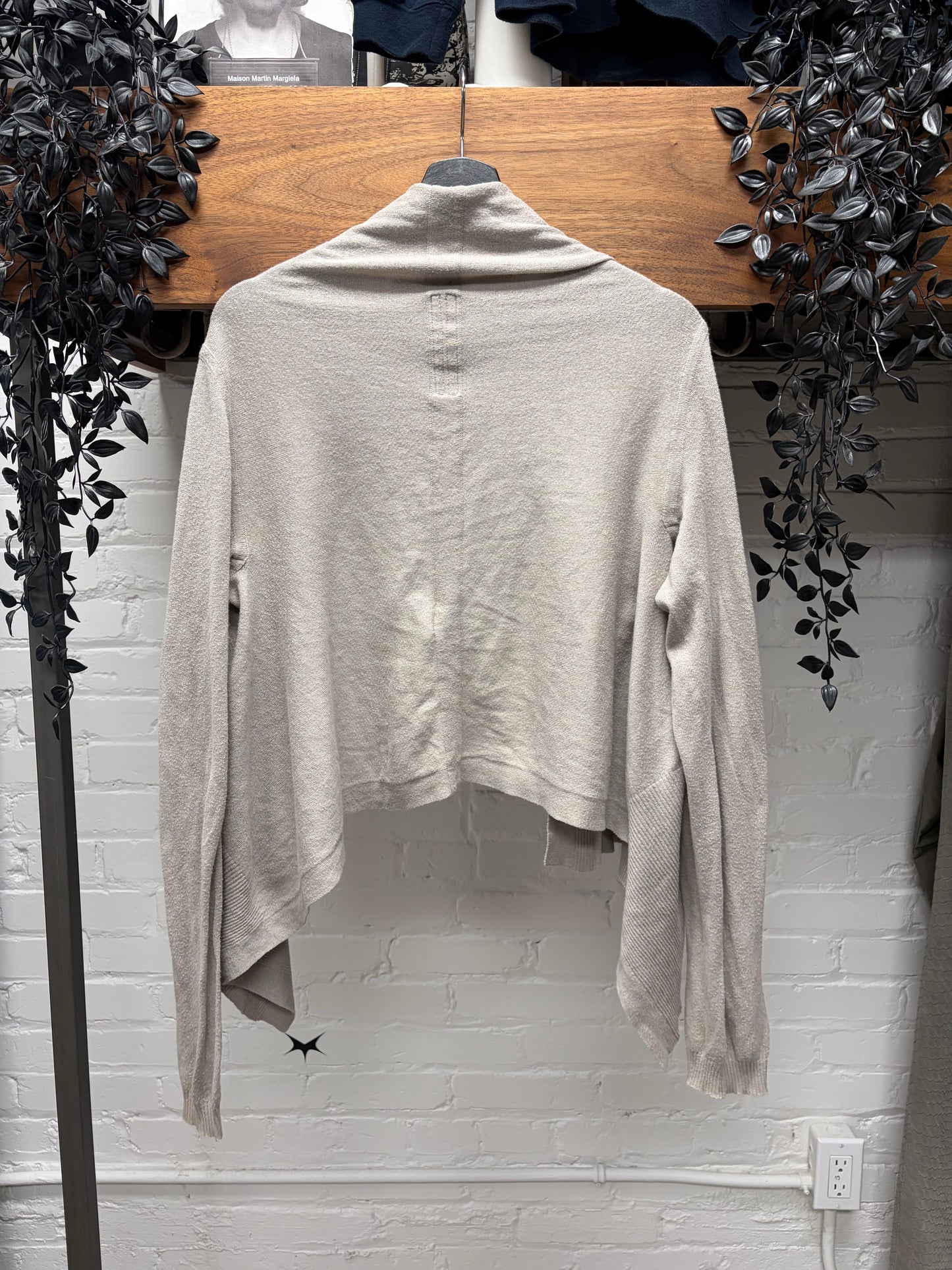 SS2016 Rick Owens ‘Cyclops’ Pearl Grey Waterfall Cardigan Shawl