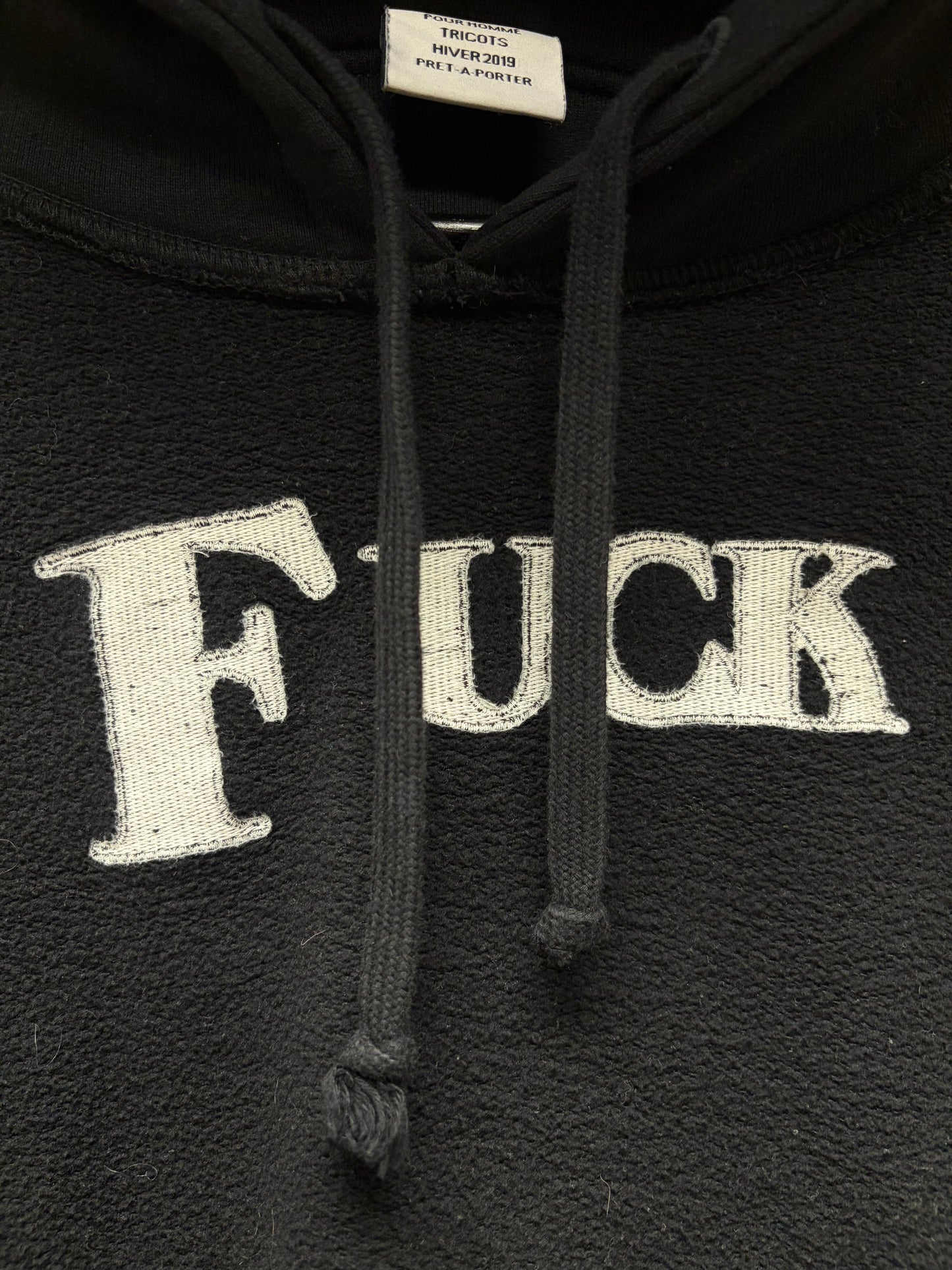 AW2019 Vetements ‘Fuck’ Inside Out Heavy Cotton Black Pullover Hoodie