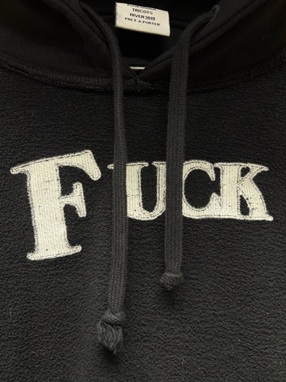 AW2019 Vetements ‘Fuck’ Inside Out Heavy Cotton Black Pullover Hoodie