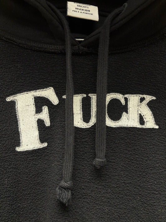 AW2019 Vetements ‘Fuck’ Inside Out Heavy Cotton Black Pullover Hoodie