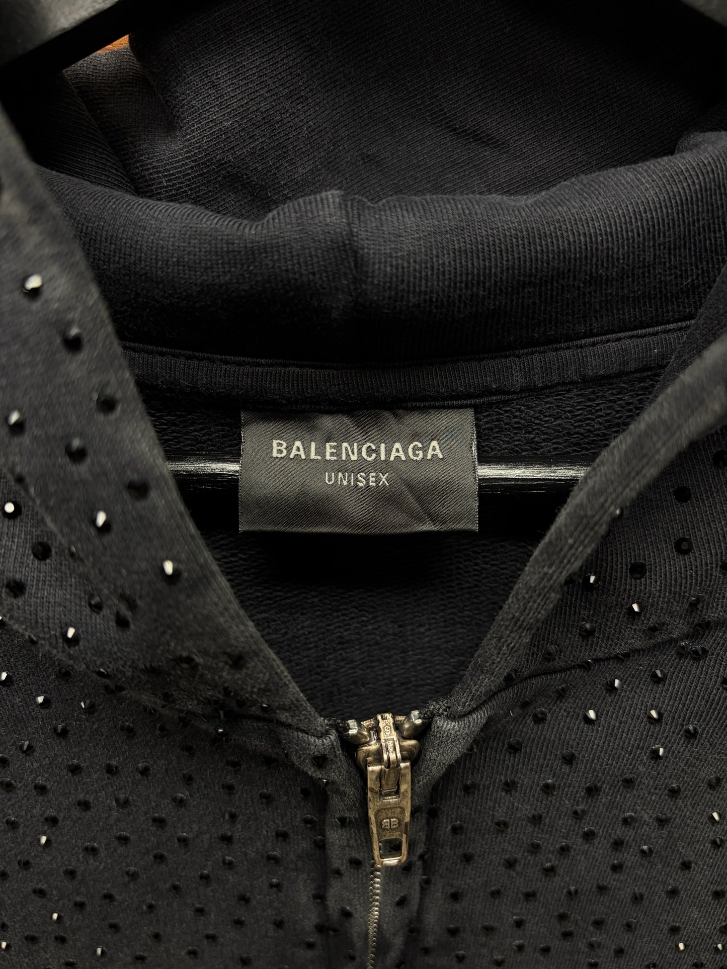 SS2023 Balenciaga ‘Crystal Embellished’ Rhinestone Zip-Up Hoodie