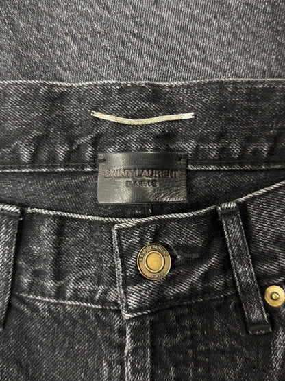 Saint Laurent ‘D01’ Distressed Black Skinny Jeans
