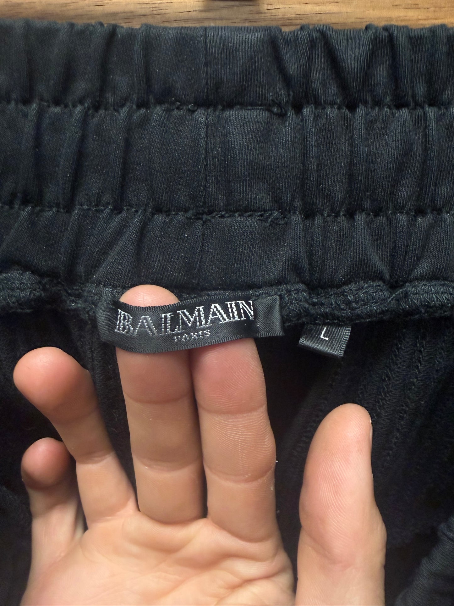 Balmain Side-Zip Black Drawstring Sweatpants