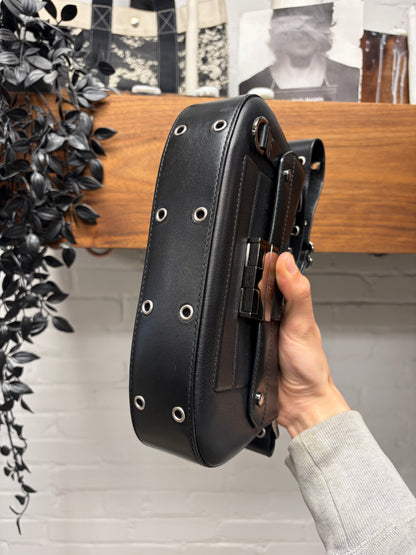 2003 Dior by John Galliano Street Chic ‘Columbus’ Studded Black Leather Shoulder Bag