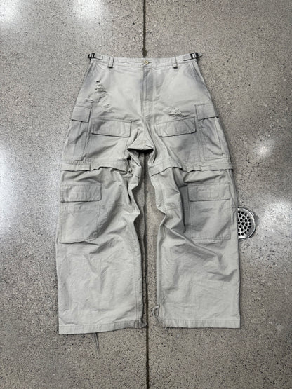 2023 Balenciaga Convertible Distressed Rip-Stop Cargo Pants