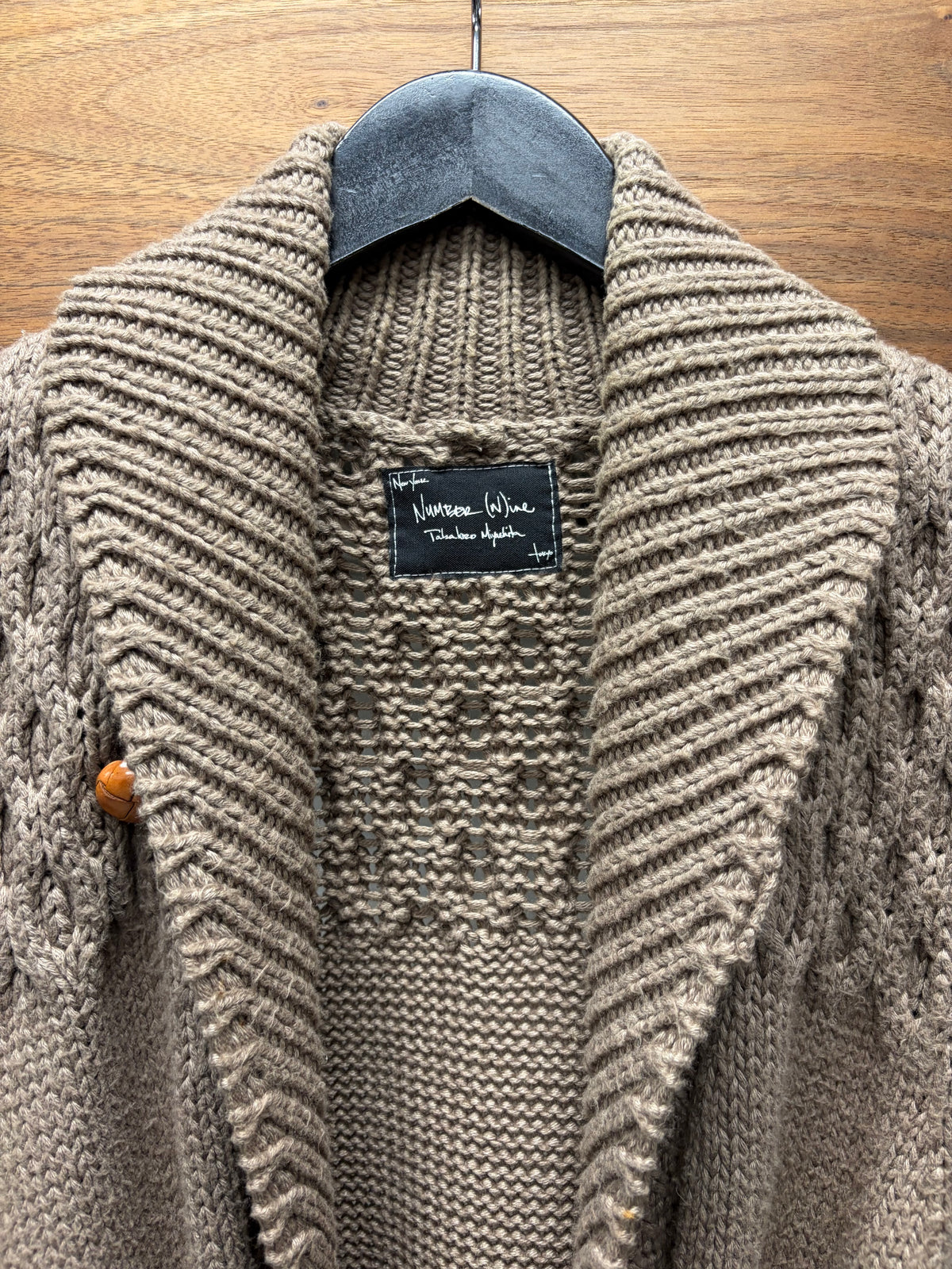 Number (N)ine ‘About a Boy’ Cable Knit Brown Sleeveless Robe with Rope Tie Waist Cinch