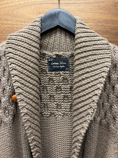 Number (N)ine ‘About a Boy’ Cable Knit Brown Sleeveless Robe with Rope Tie Waist Cinch