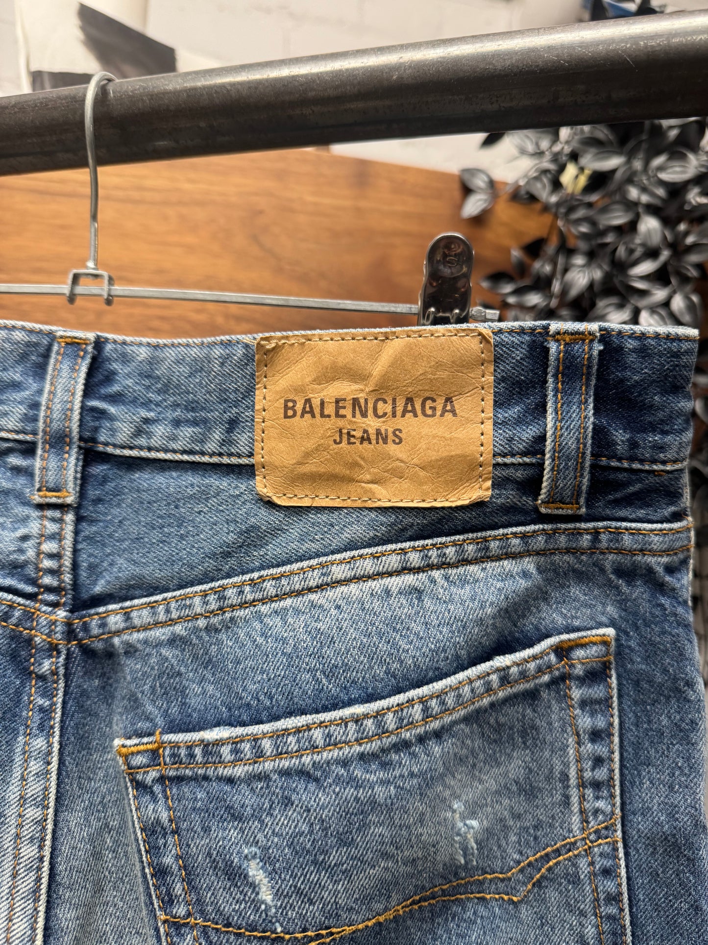 2021 Balenciaga Washed Blue ‘Heelbite’ Bootcut Denim