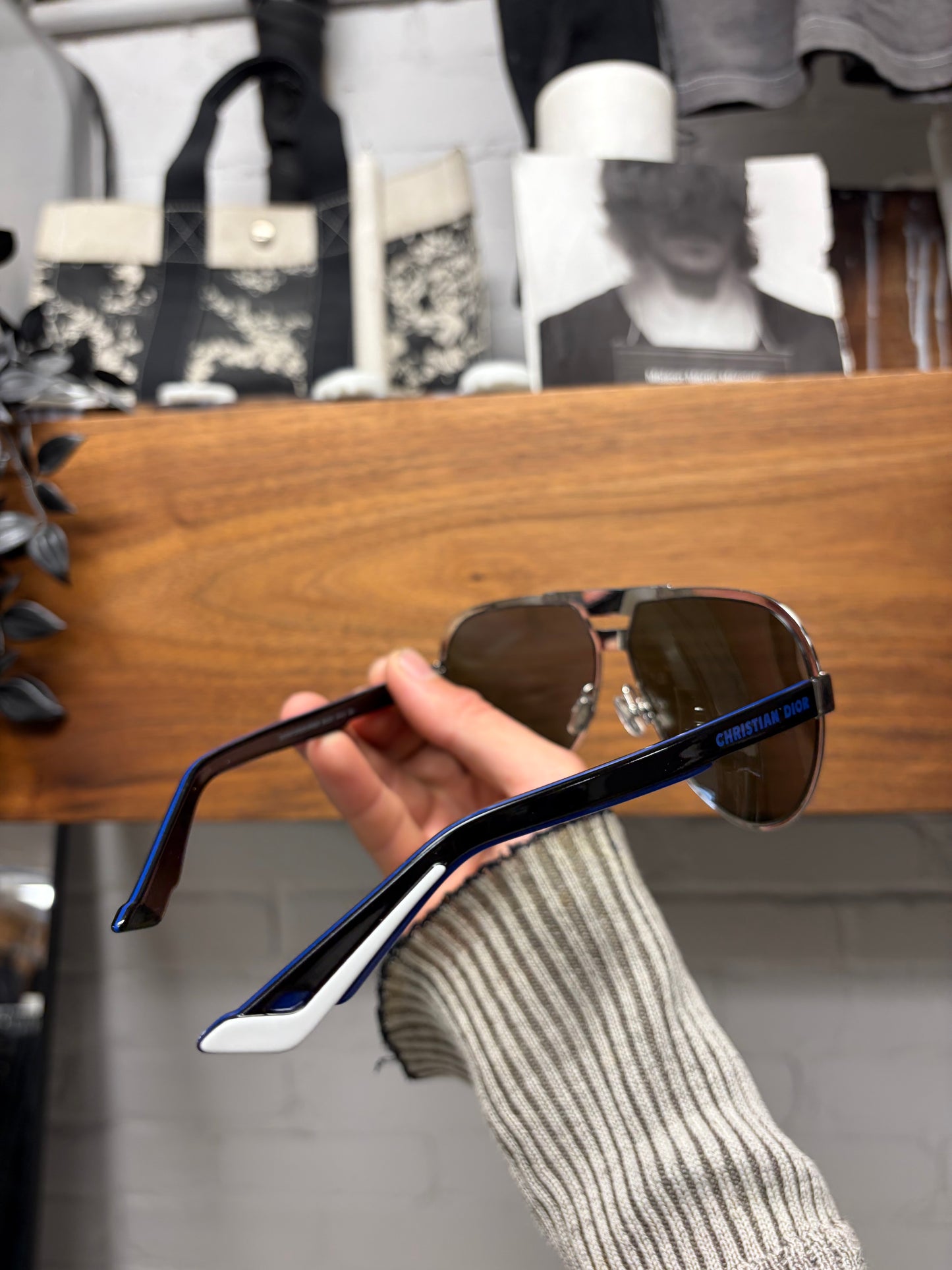 Dior Homme Black/Blue Aviator Sunglasses
