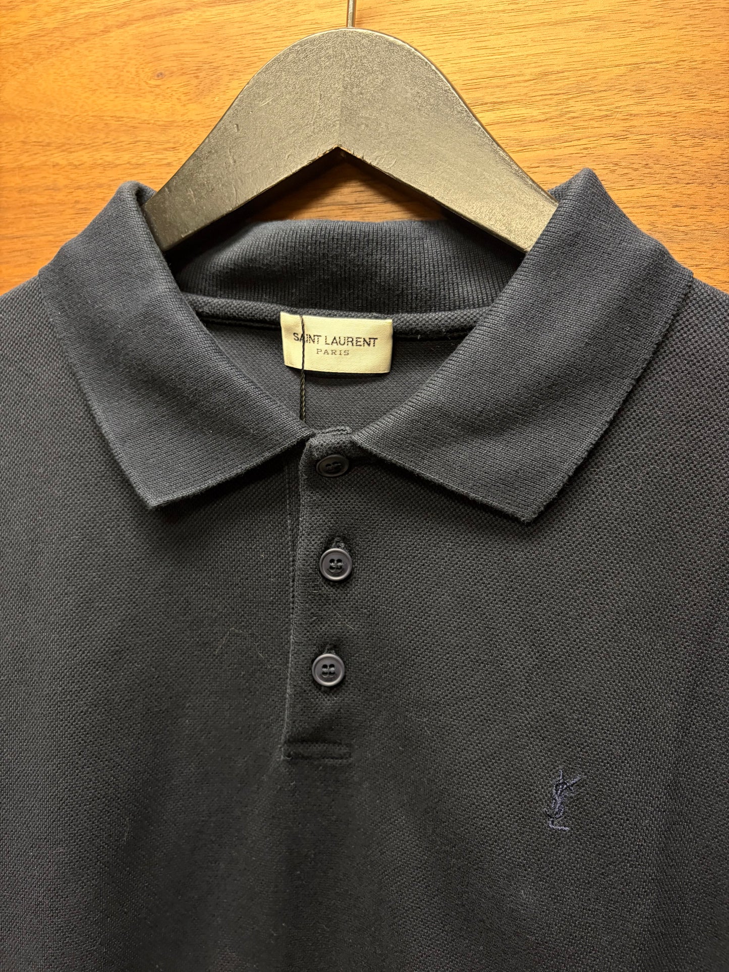 2019 Saint Laurent ‘YSL’ Embroidered Logo Polo