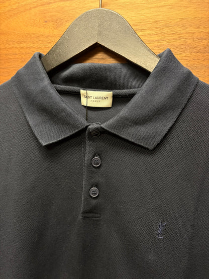 2019 Saint Laurent ‘YSL’ Embroidered Logo Polo