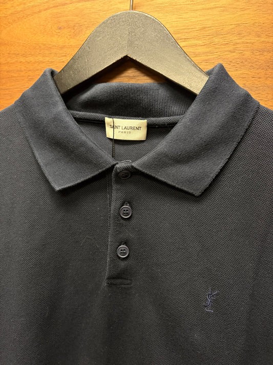 2019 Saint Laurent ‘YSL’ Embroidered Logo Polo