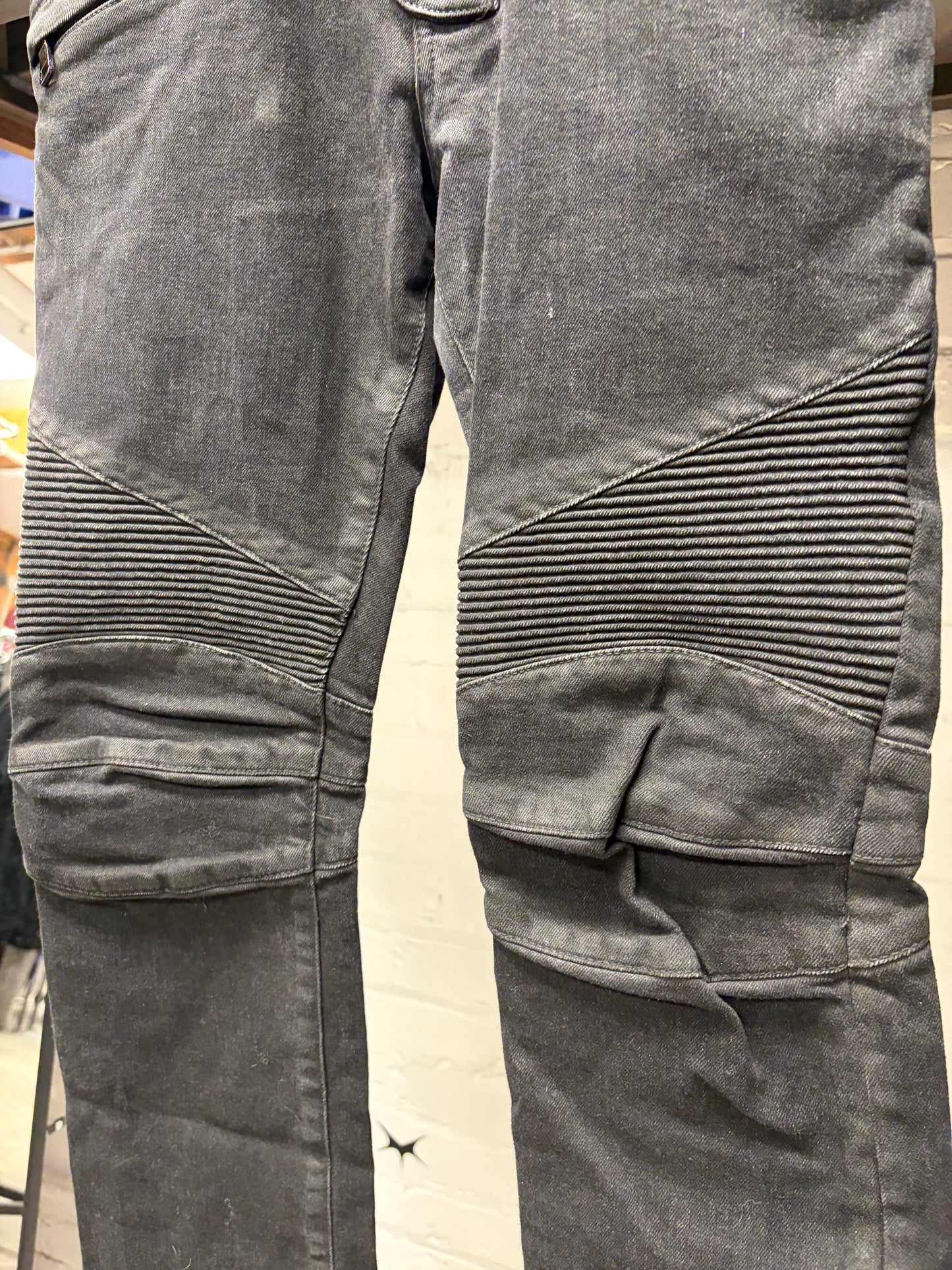 Balmain Waxed Black Skinny Cut Biker Denim