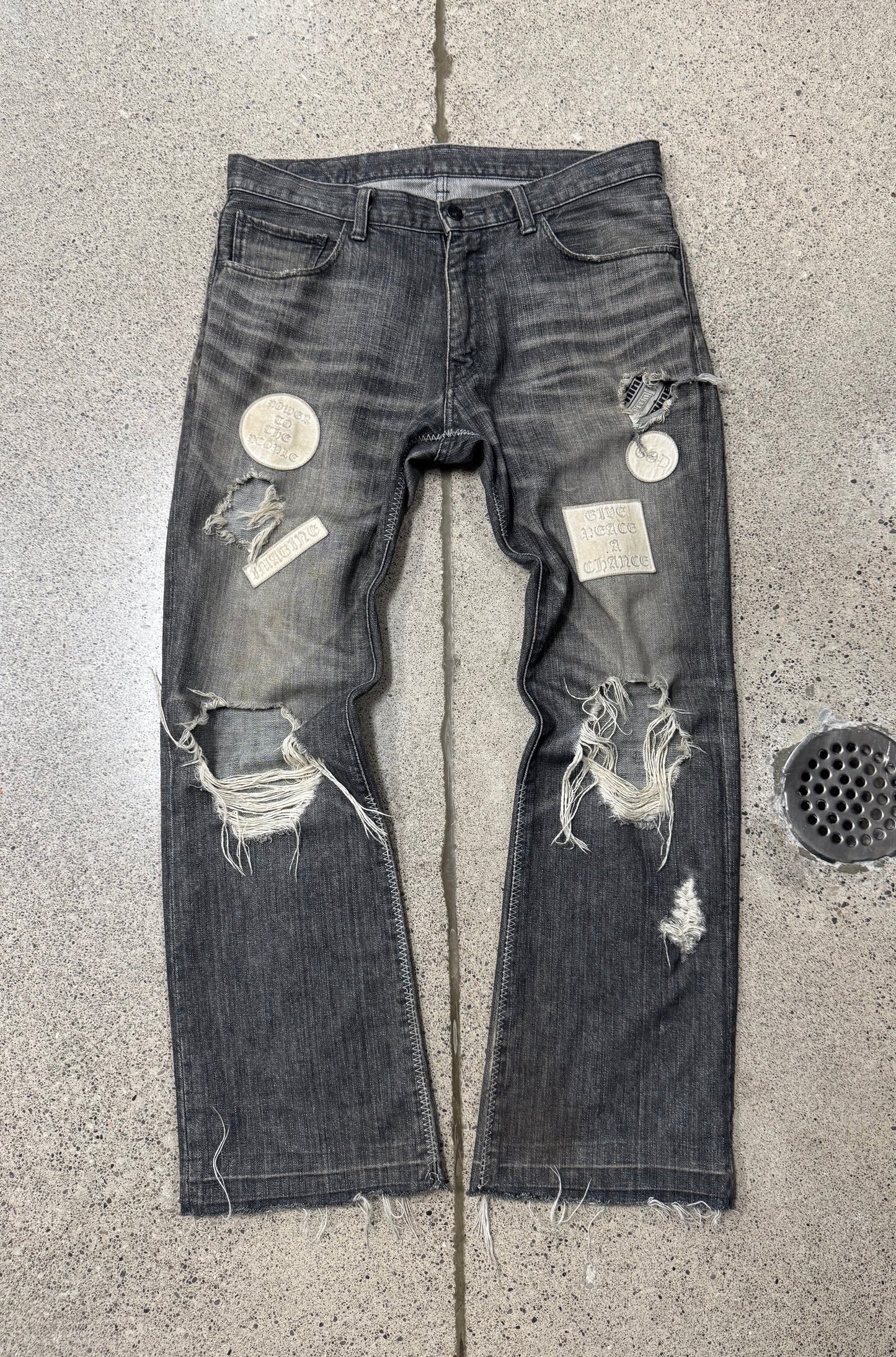 AW2004 Number (N)ine ‘Give Peace a Chance’ Patchwork Denim
