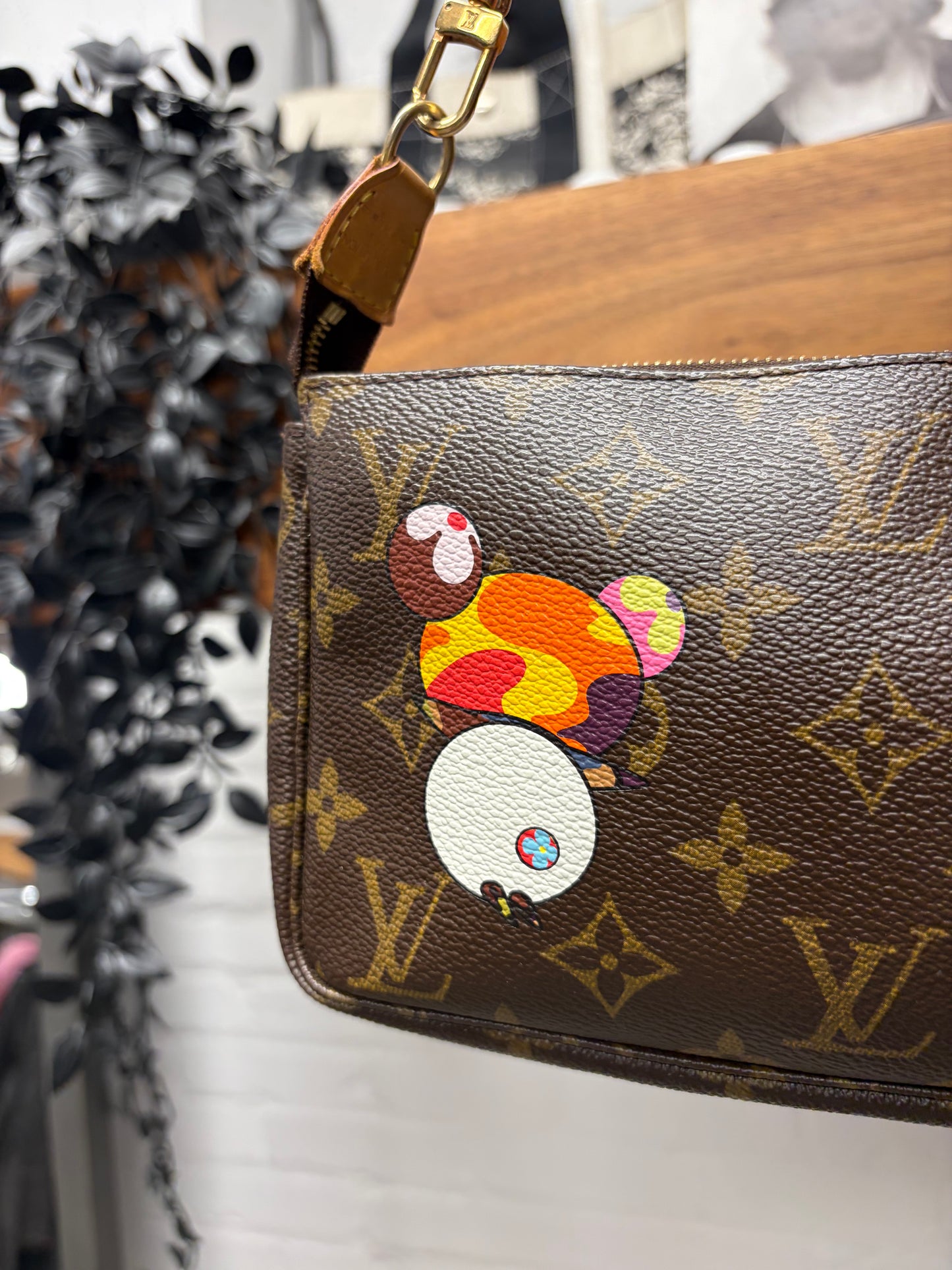 SS2003 Louis Vuitton x Takashi Murakami ‘Panda’ Monogram  ‘Pochette’ Mini Shoulder Bag