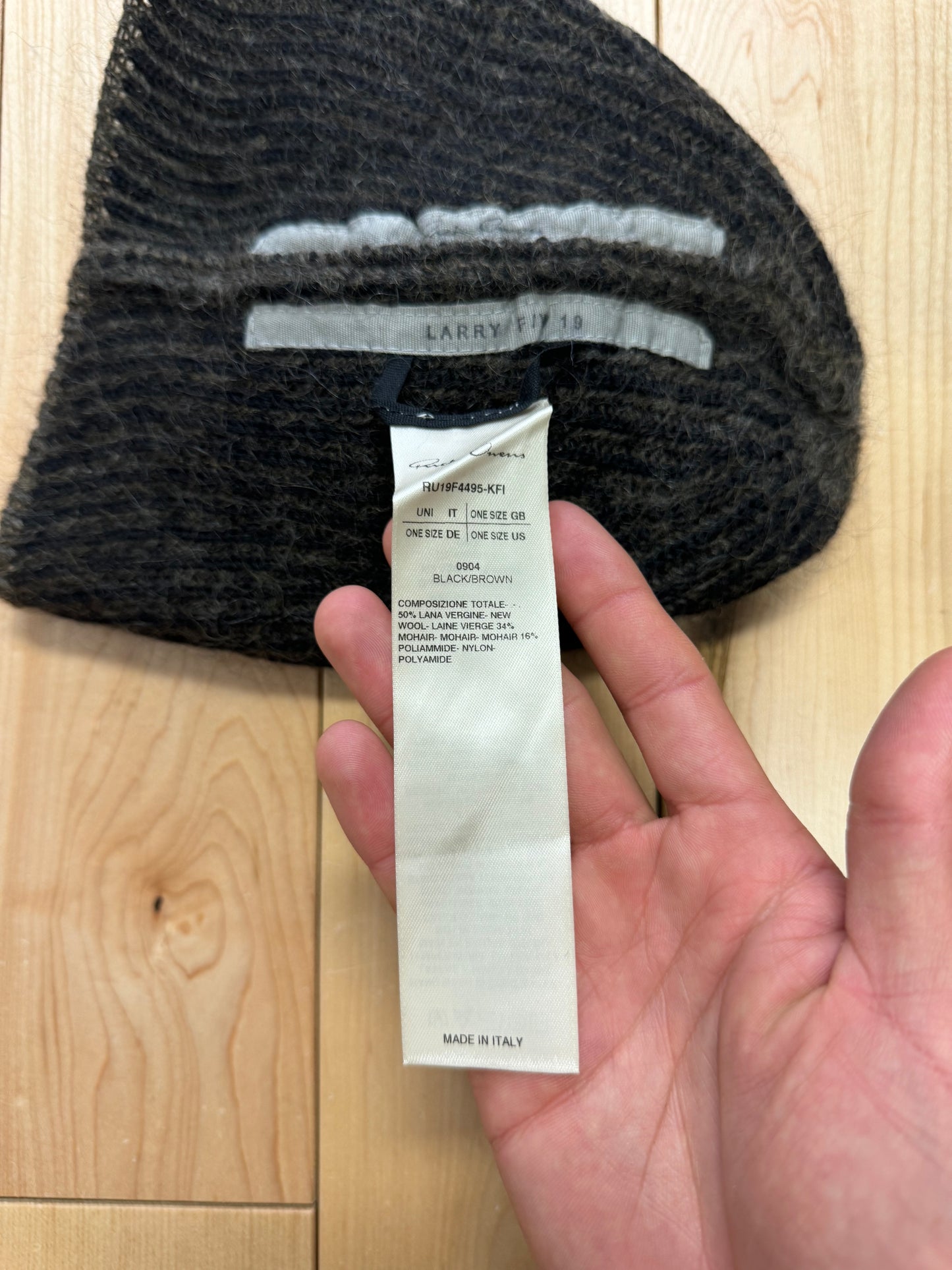 AW2019 Rick Owens ‘Larry’ Virgin Wool/Mohair Beanie