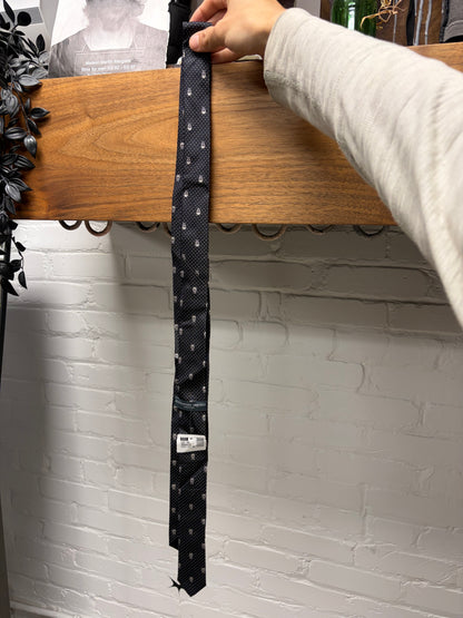 Alexander McQueen ‘Skull Pattern’ Polka Dot Black Skinny Tie