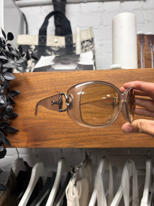 Gucci Translucent Pink ‘Horsebit’ Rounded Shape Sunglasses