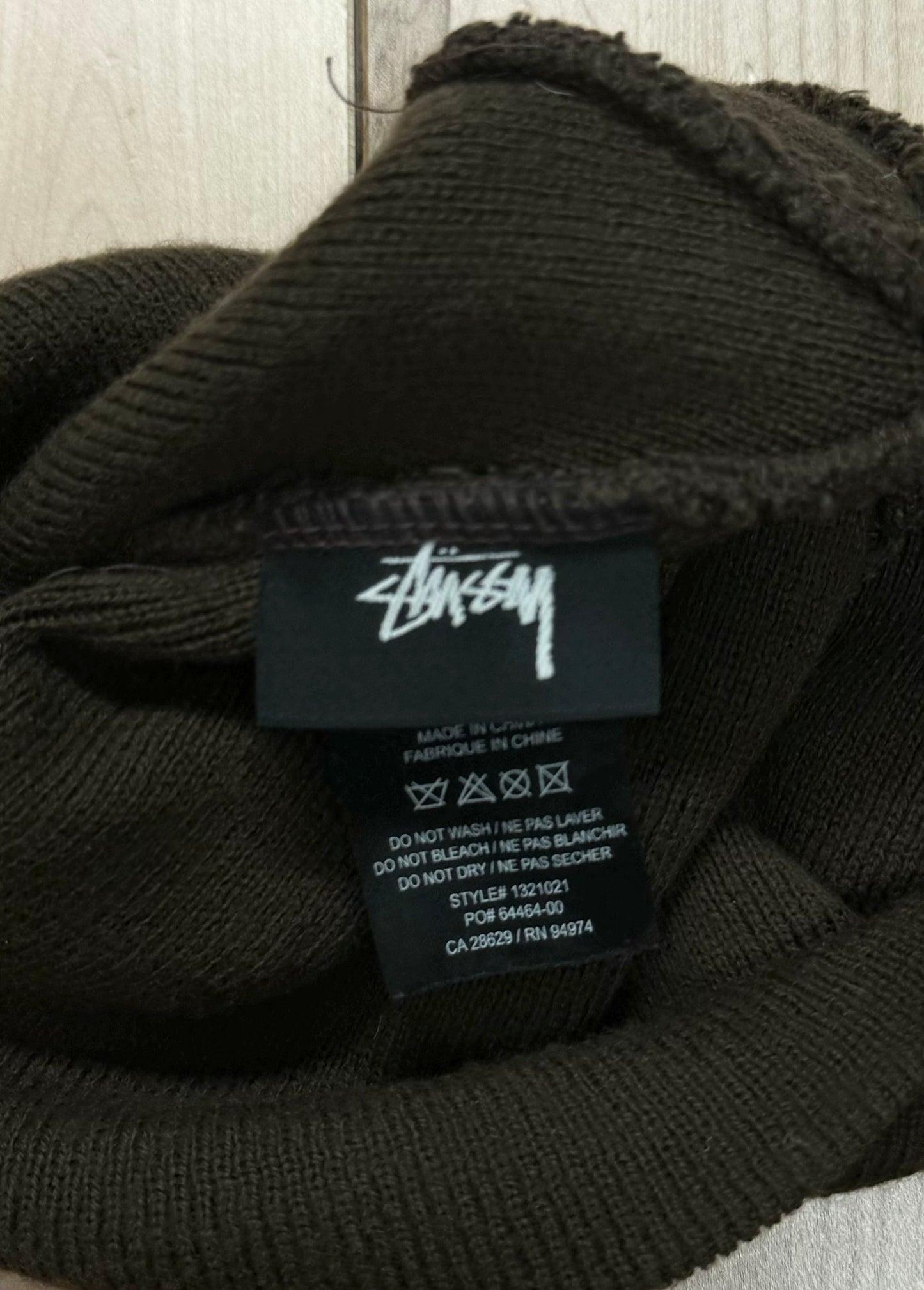 Stussy 2000s Logo Brown/Cream Ribbed Beanie