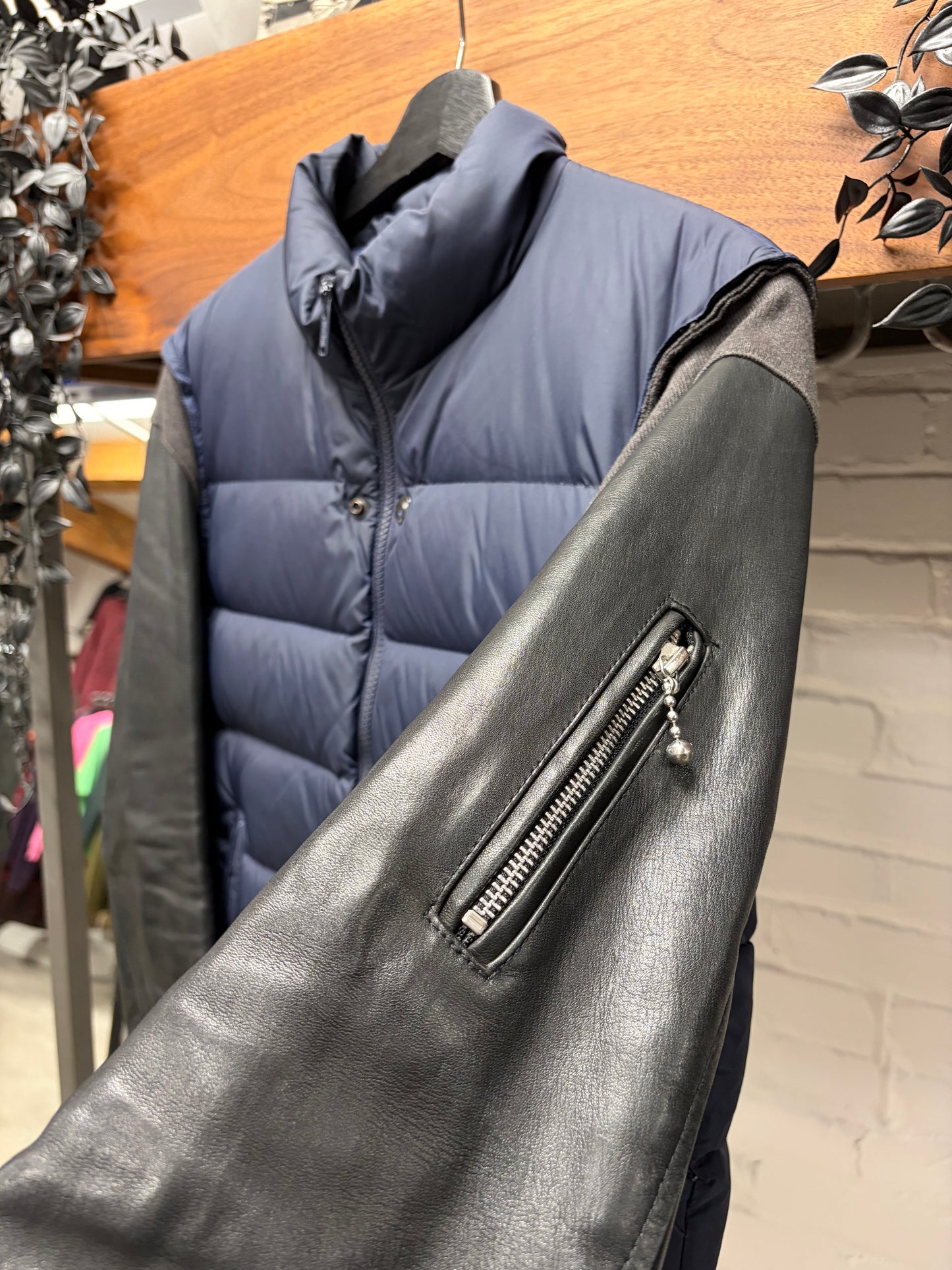 AW2009 Undercover Leather/Down Fill Moto Puffer Jacket