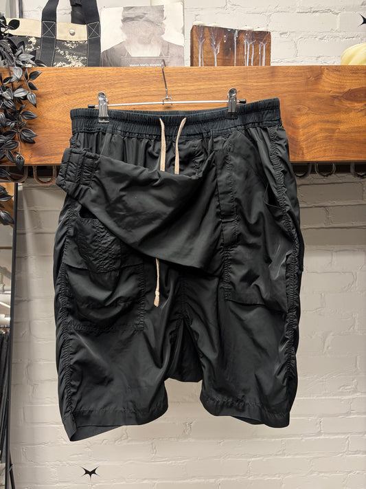 SS2016 Rick Owens ‘Memphis’ Black Nylon Drawstring Shorts
