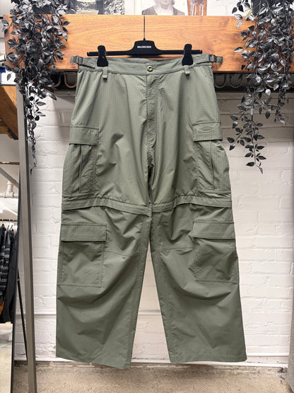SS2024 Balenciaga ‘Sports Icon Logo’ Green Ripstop Convertible Cargo Pants