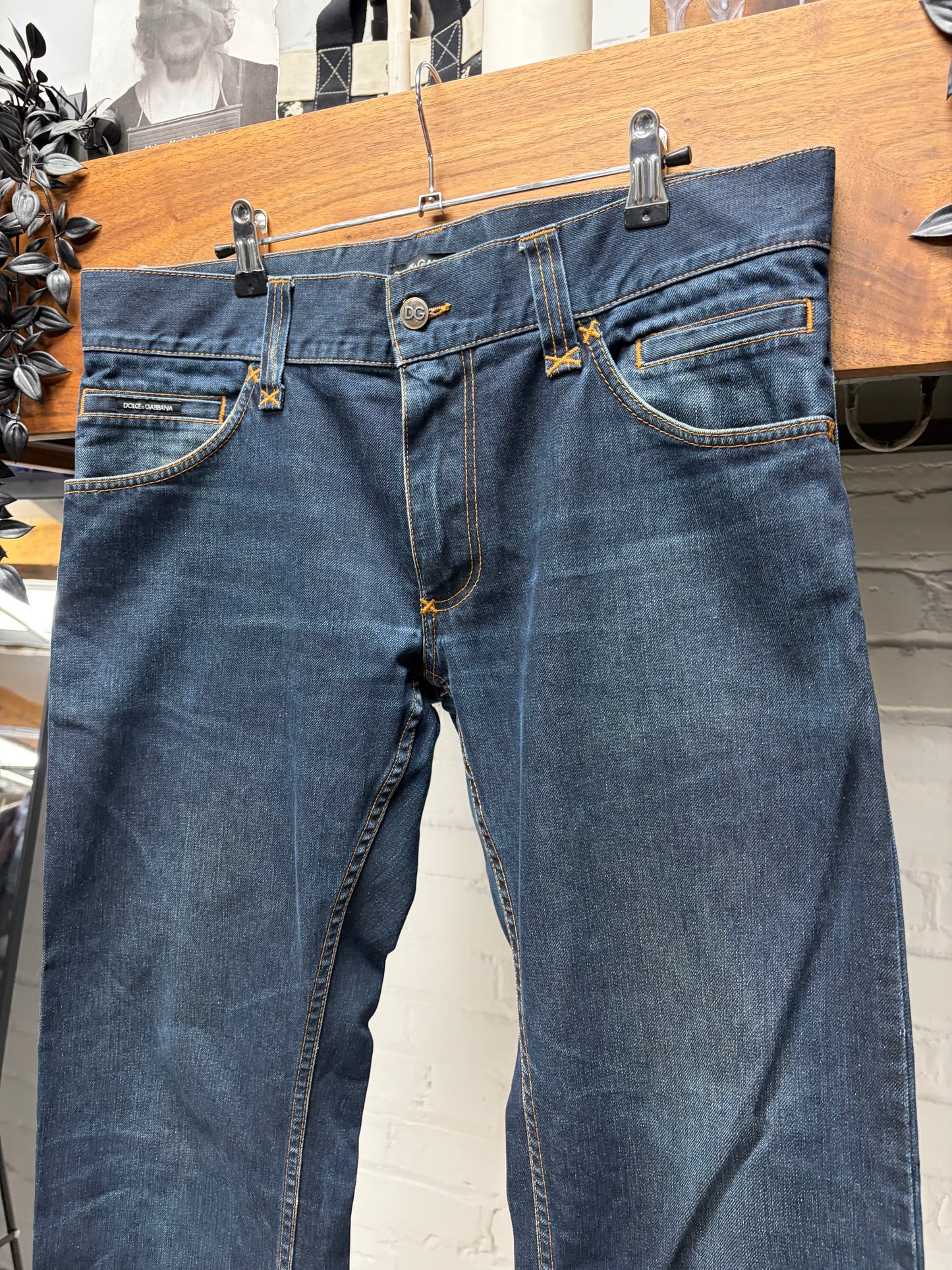 2000s Dolce & Gabbana Raw Washed Blue Bootcut Denim