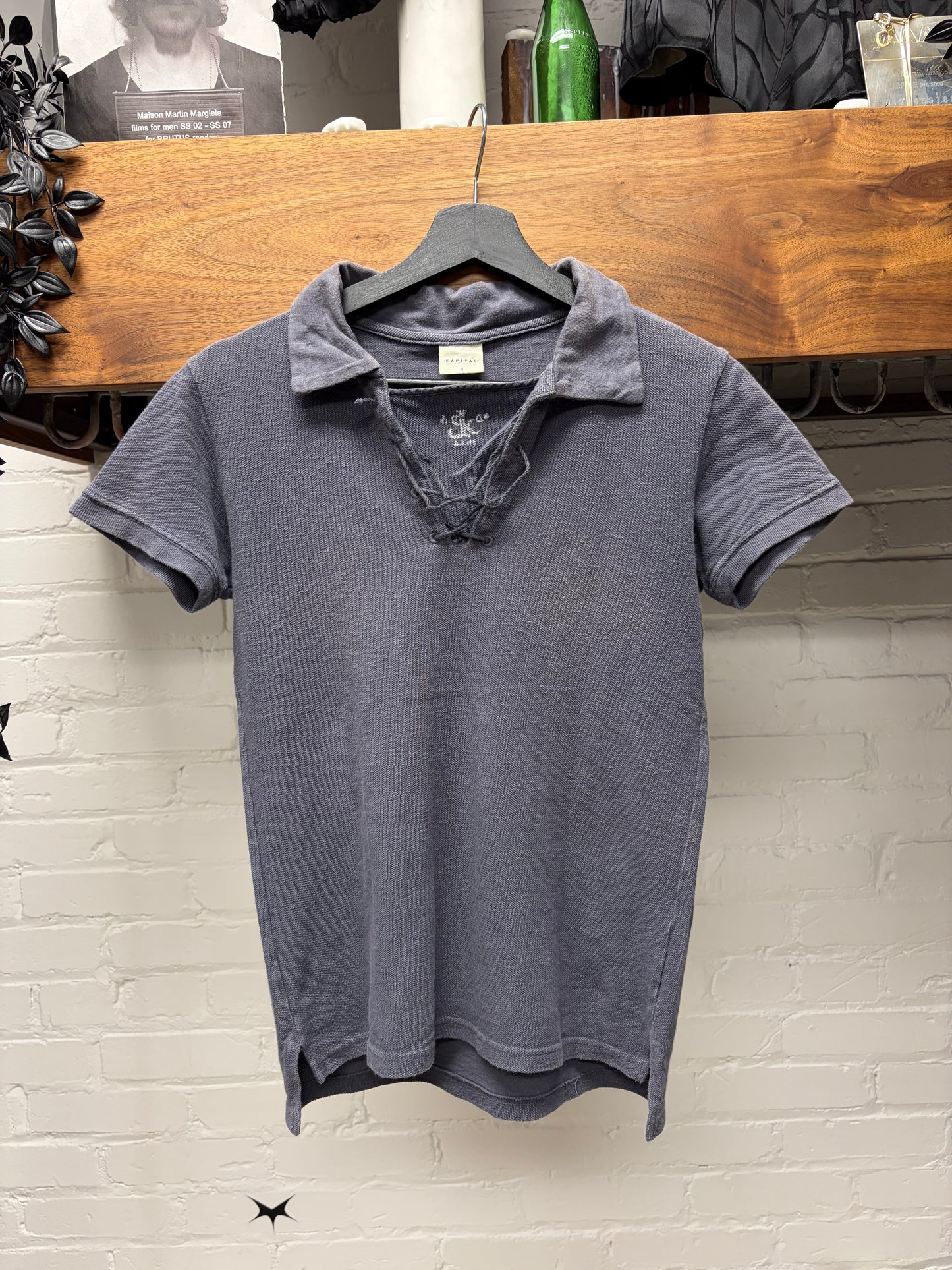Kapital ‘Sailor’ Lace Collar Blue Sun Faded Polo