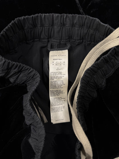 AW2021 Rick Owens ‘Gethsemane’ Velour ‘Pod’ Drop Crotch 3/4 Shorts