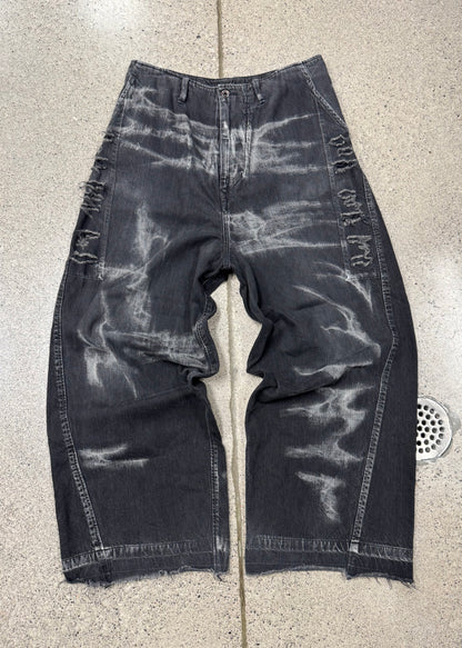 AW2019 Julius 10oz Bleach Distressed Wide Leg Denim