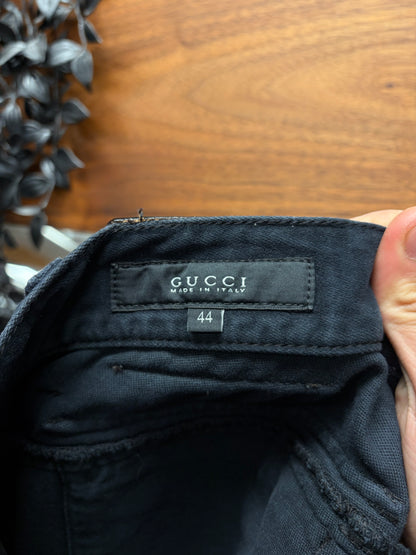 Vintage Gucci Brown Side Stripe Raw Blue Skinny Jeans