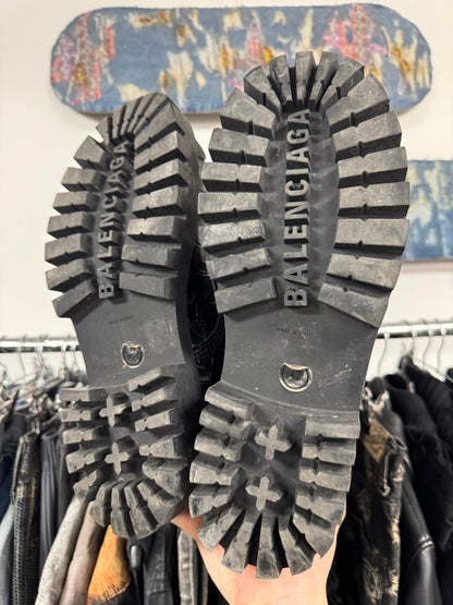 Balenciaga ‘Strike’ Croc Embossed Leather Combat Boots