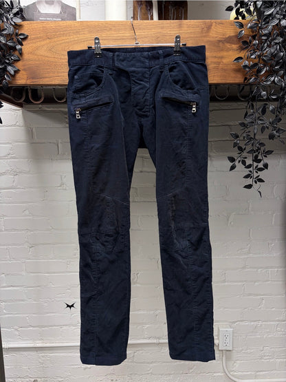 Balmain Indigo Blue Corduroy Biker Skinny Jeans