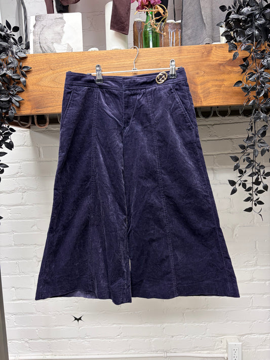 Gucci by Frida Giannini Purple Velet ‘GG Belted’ Wide Flared Leg Purple Capris