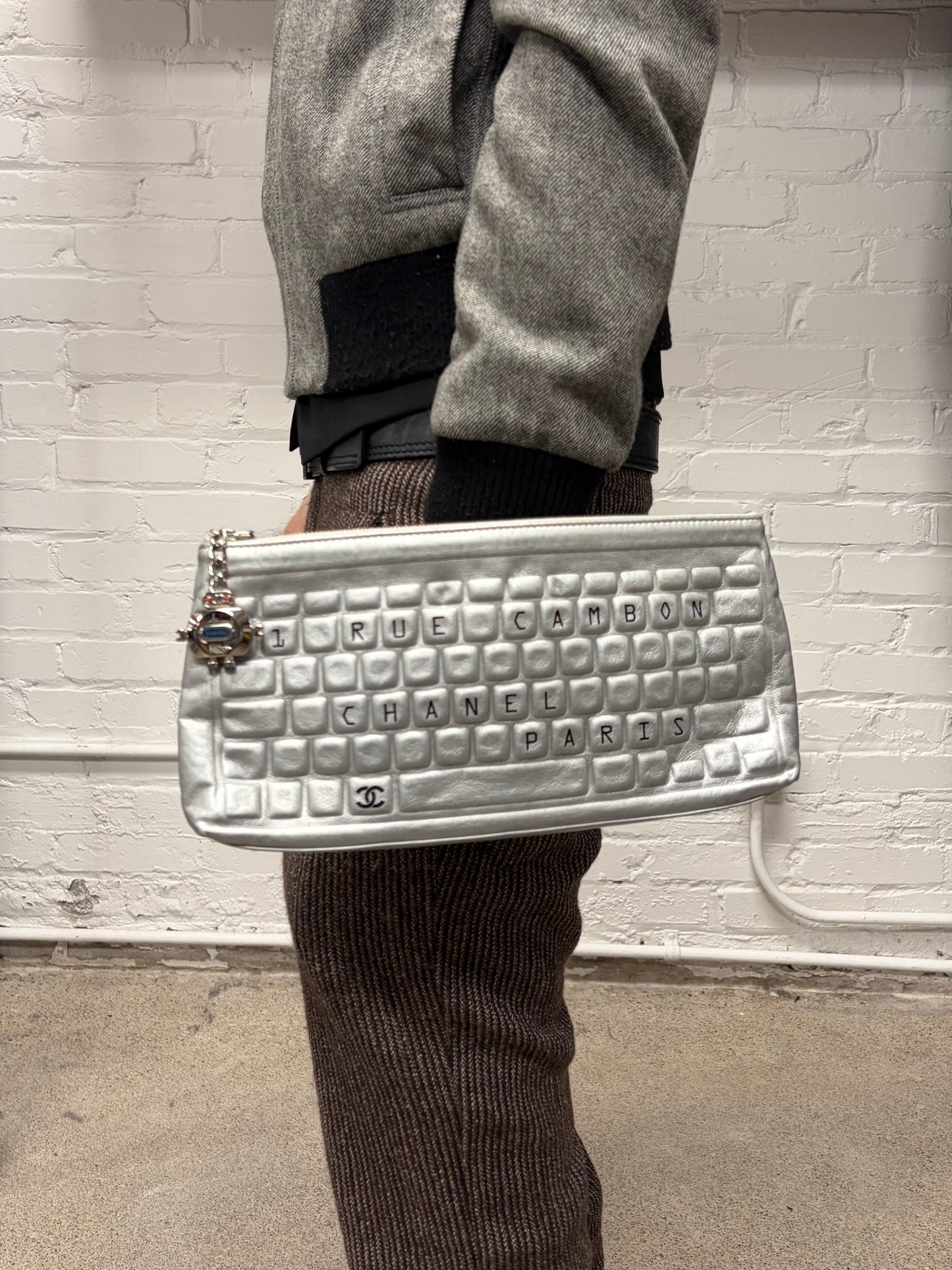 SS2017 Chanel ‘Data Center’ Silver Keyboard Clutch
