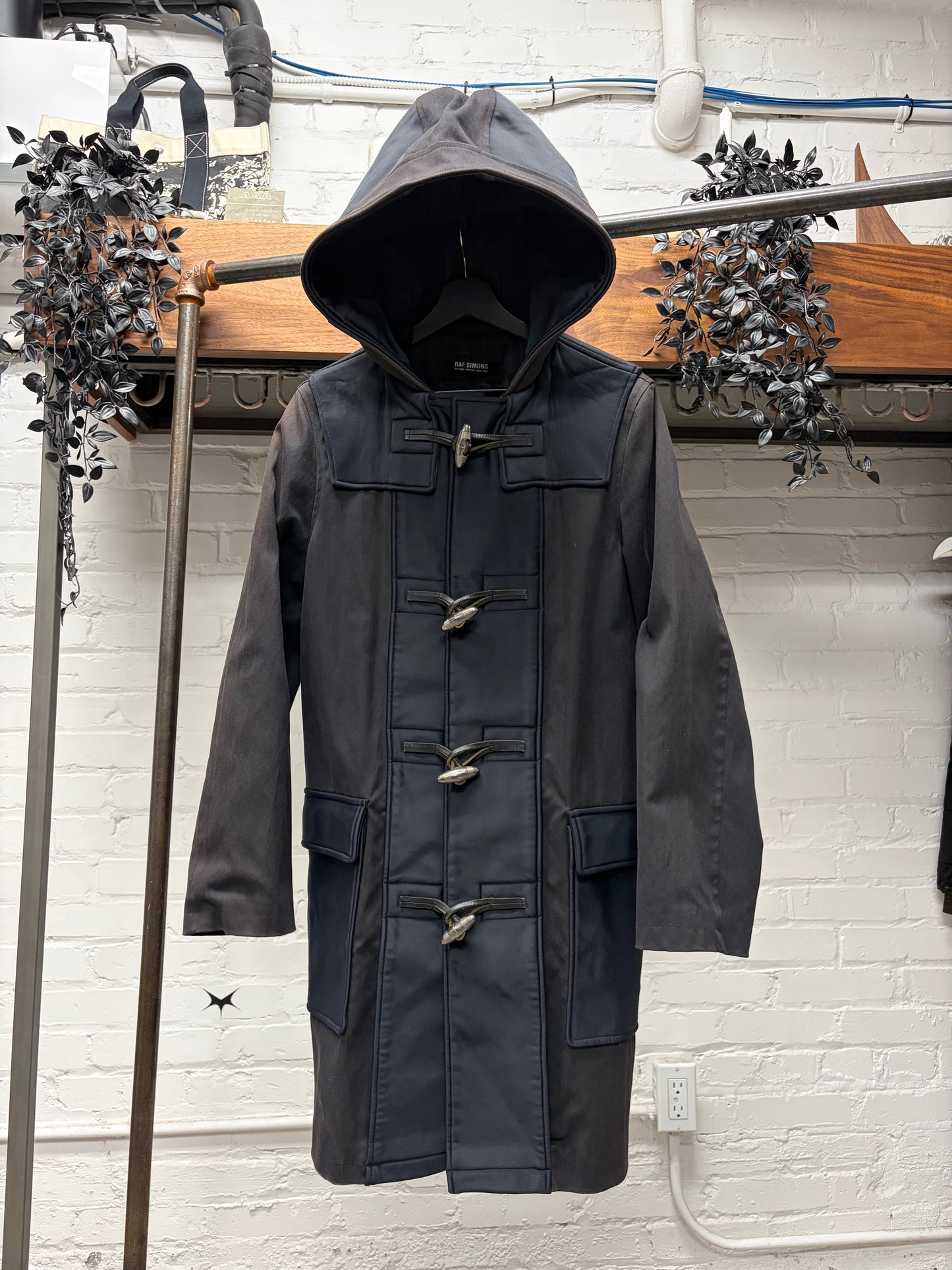 AW2006 Raf Simons ‘Metal Toggle’ Panelled Plum/Brown Trench Coat