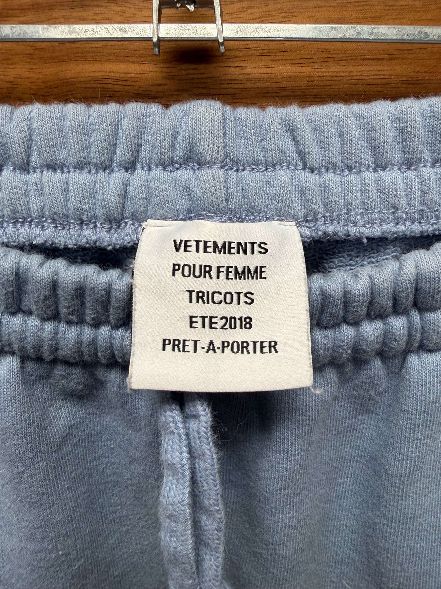 SS2018 Vetements Embroidered Logo Light Blue Sweatpants
