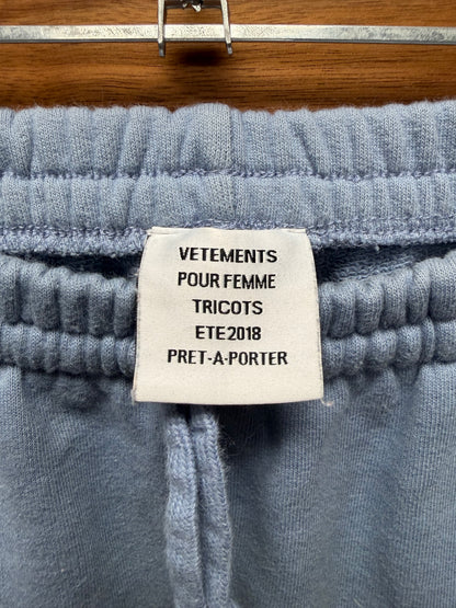 SS2018 Vetements Embroidered Logo Light Blue Sweatpants